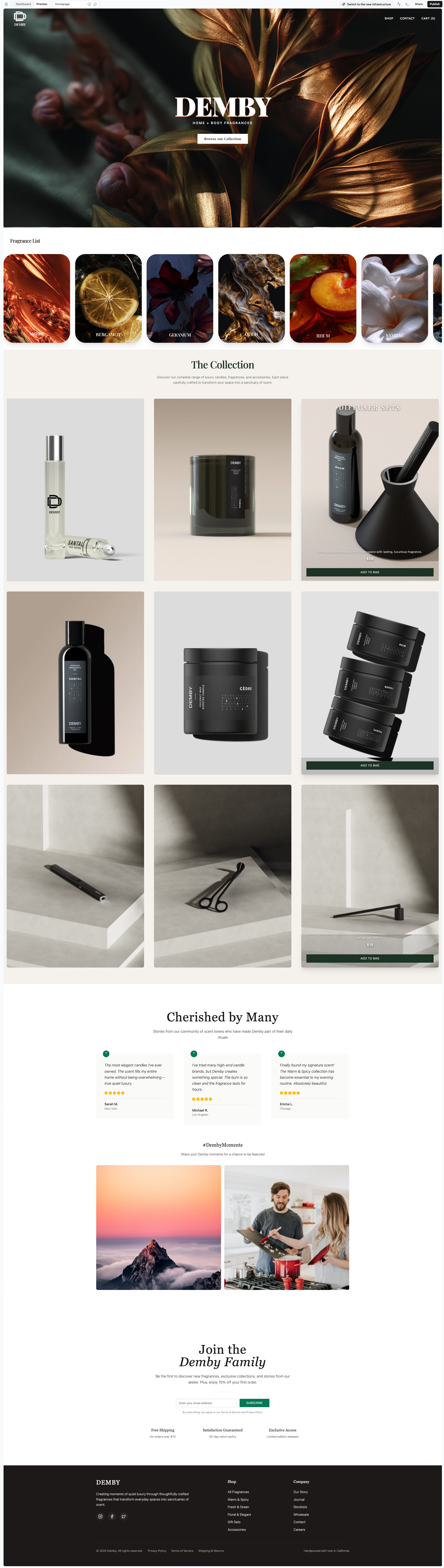 Demby Home and Body Fragrance Brand Website Design